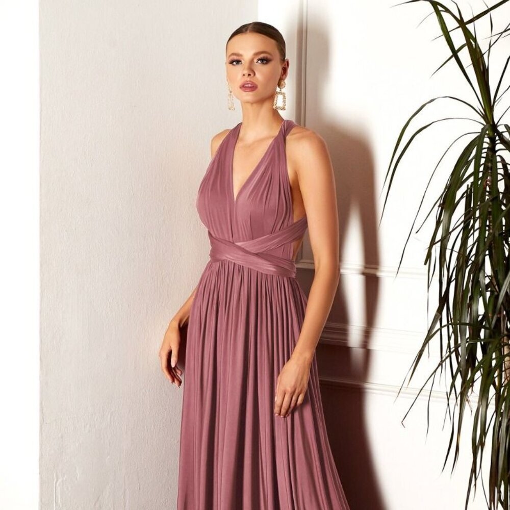 New Formal A-Line Sleeveless Dress w/ Multiway Neckline & Open Back CD CV01